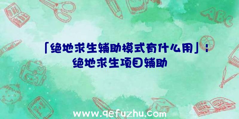 「绝地求生辅助模式有什么用」|绝地求生项目辅助